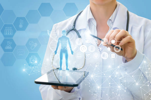 istock Doctor shows a virtual hologram from your tablet. 920013790