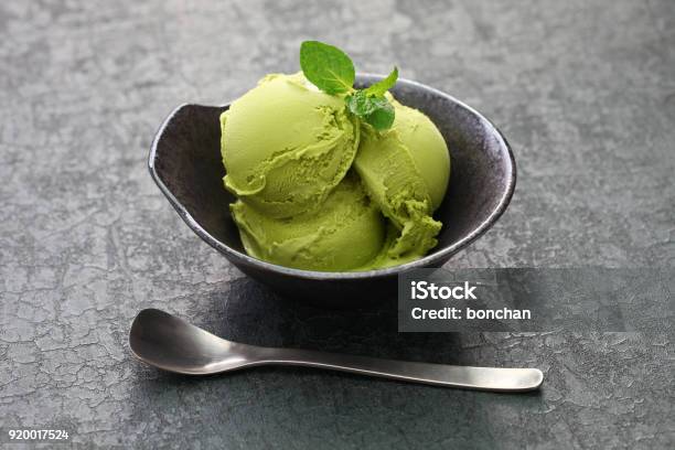Homemade Matcha Green Tea Ice Cream Japanese Dessert Stock Photo - Download Image Now