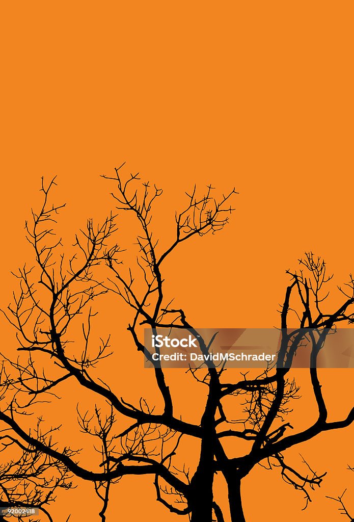 Halloween árvore em laranja - Foto de stock de Ameaças royalty-free