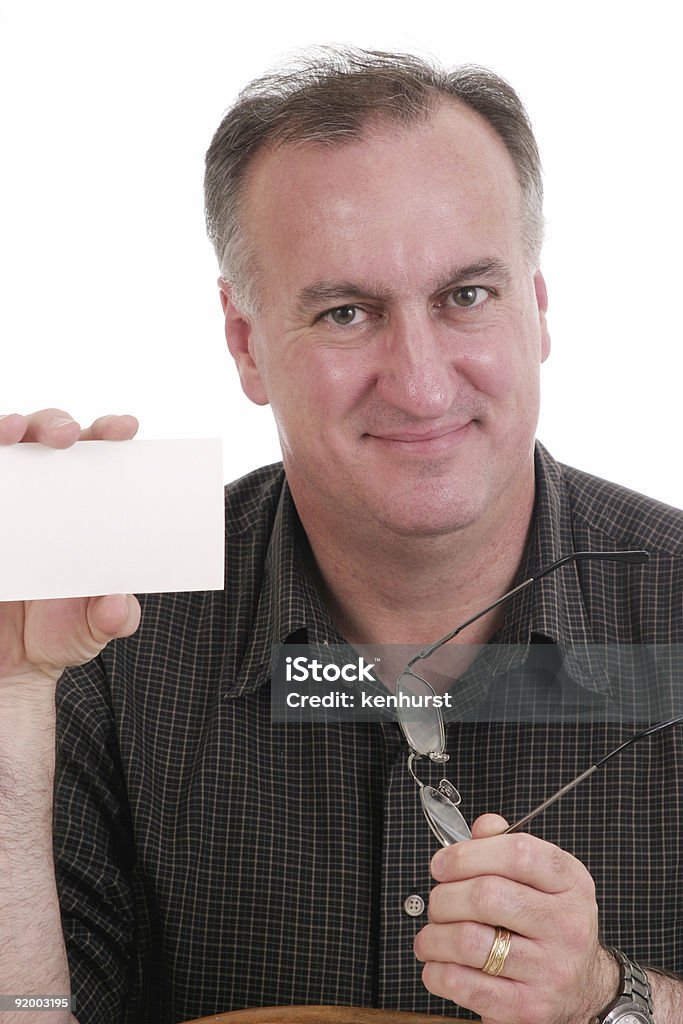 Homem a segurar cartão e óculos - Royalty-free Adulto Foto de stock