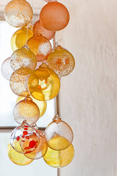 Orange glass bowls stock photo