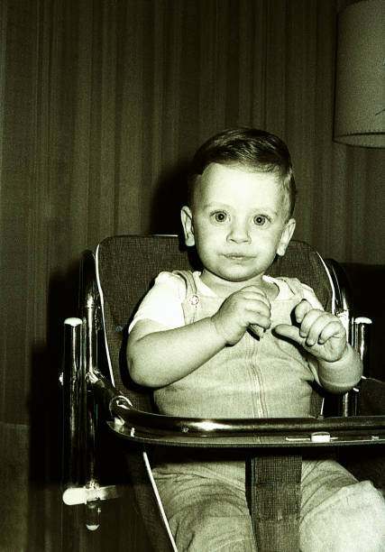 istock Vintage black and white big eyes baby boy 920040478