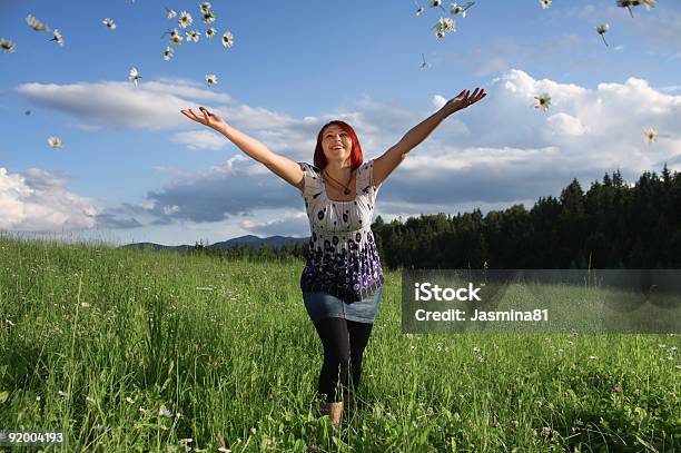 Joyful Woman In Beautiful Nature Stock Photo - Download Image Now - 20-29 Years, Adult, Beautiful People