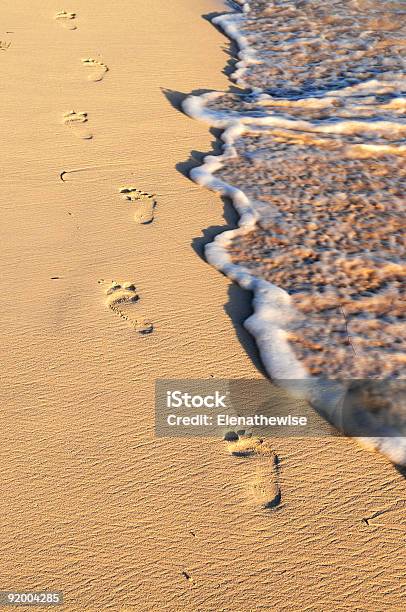 Tropical Beach With Footprints Stock Photo - Download Image Now - Barefoot, Beach, Beauty