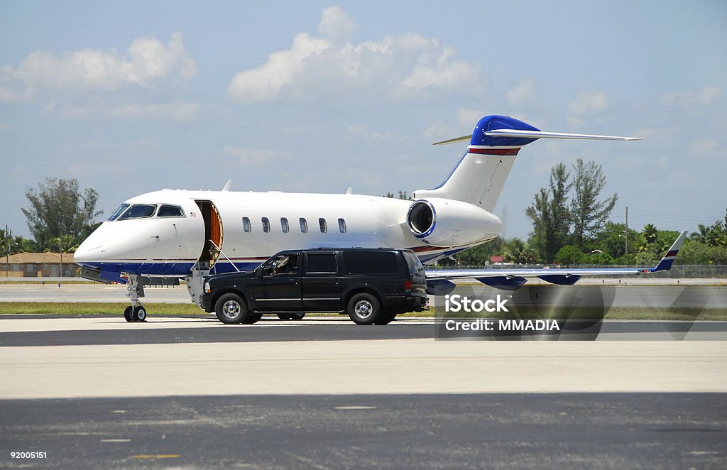 Private jet awaiting VIP  Limousine Stock Photo