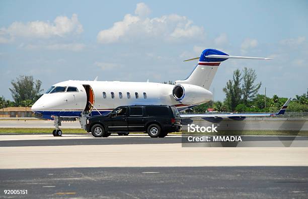 Private Jet Awaiting Vip Stock Photo - Download Image Now - Limousine, Airport, Private Airplane