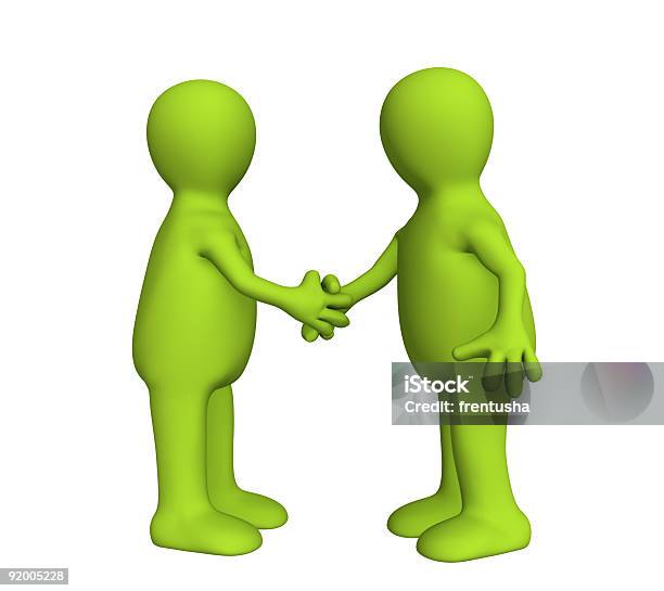 Shake Hand Two 3d Stylized People Of Green Color Stock Photo - Download Image Now - Abstract, Achievement, Adult