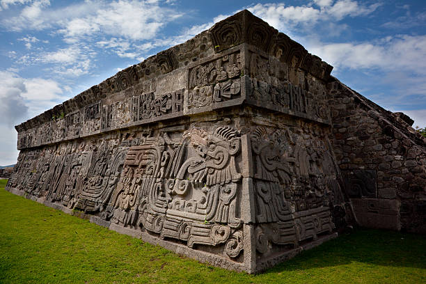 Close shot. Temple of the Feathered Serpent  morelos state stock pictures, royalty-free photos & images