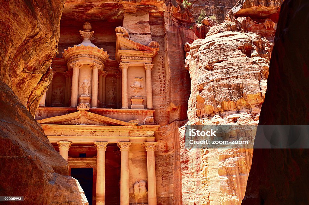 Treasury temple at Petra  Petra - Jordan Stock Photo