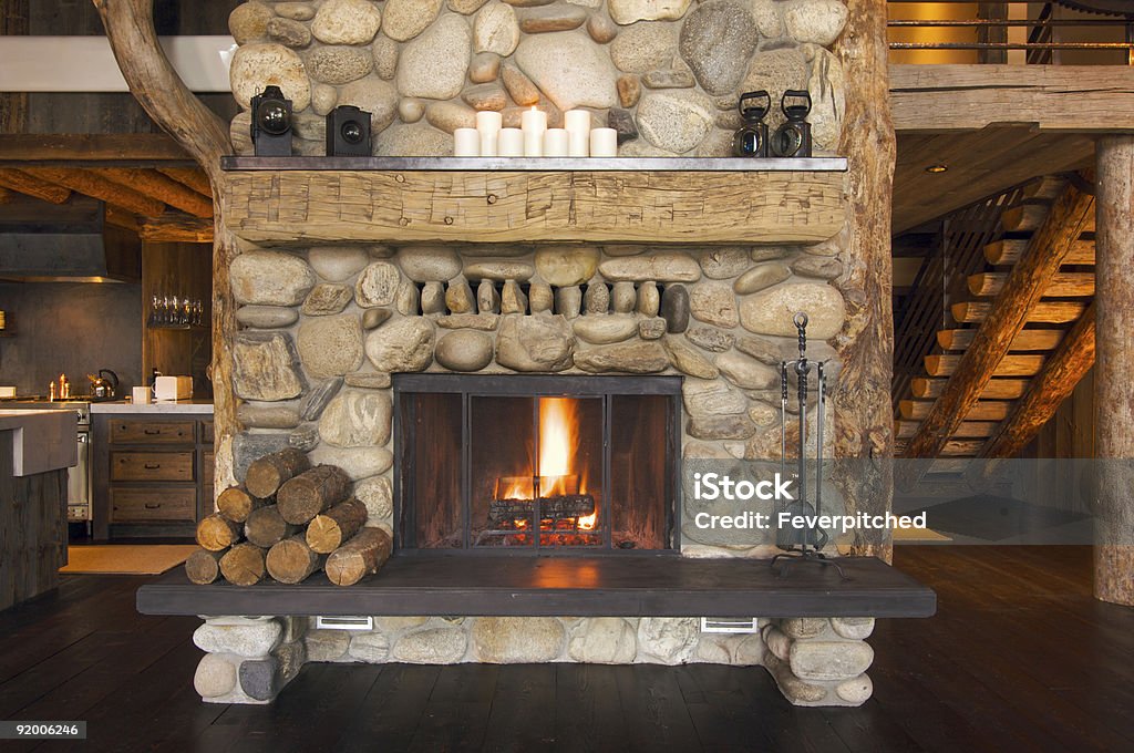 Rustic Fireplace  Fireplace Stock Photo