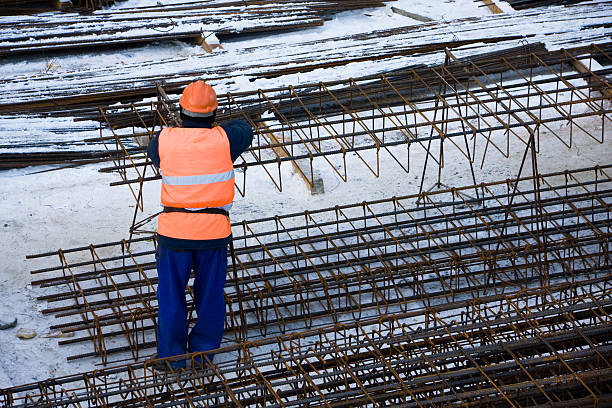 Worker on construction site stock photo