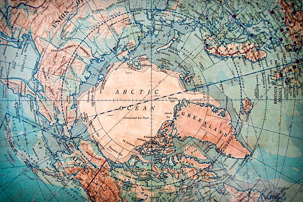 Old Map of the North Pole  north pole map stock pictures, royalty-free photos & images