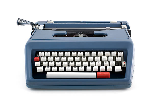 máquina de escrever - typewriter key typewriter keyboard blue typebar imagens e fotografias de stock