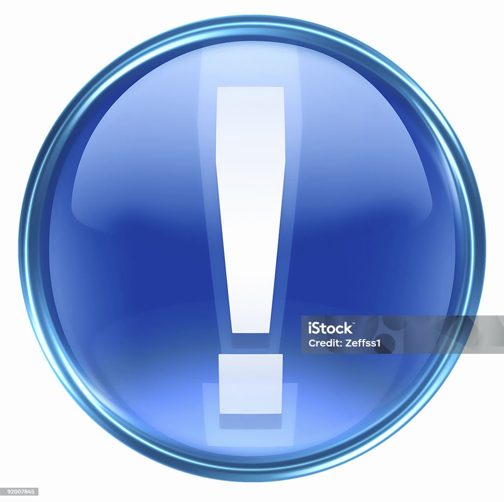 Simbolo del punto esclamativo icona blu, isolato su sfondo bianco - Illustrazione stock royalty-free di Alfabeto