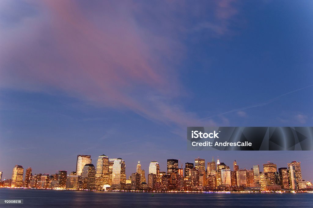Coucher de soleil de New York - Photo de Bleu libre de droits