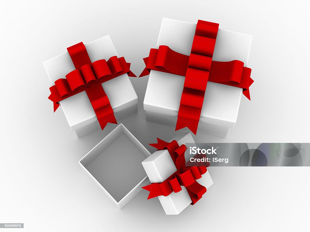 Weiße Geschenkbox. 3 D Bild. - Lizenzfrei Band Stock-Foto