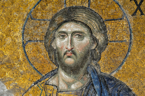 Apse of the Monreale Cathedral 1174 a.d. (Palermo, Sicily), showing Christ in act of blessing. The cathedral is covered by over 6.000 m2 of mosaic.