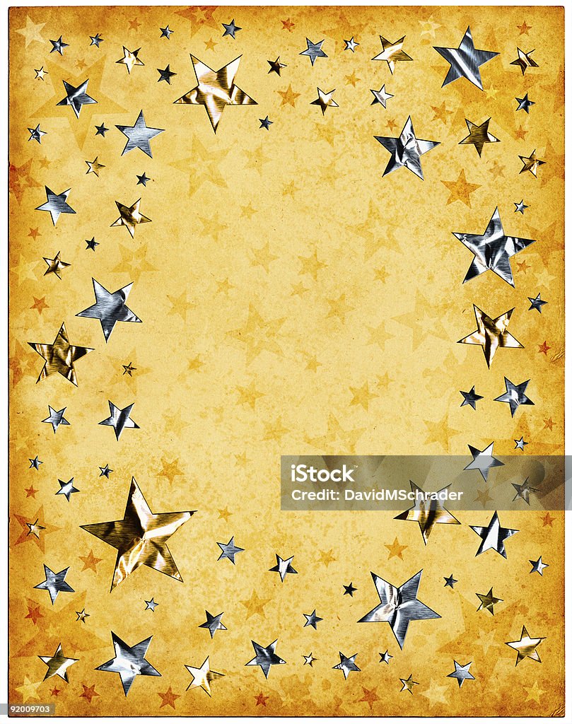 Vecchia carta e stelle - Illustrazione stock royalty-free di A forma di stella