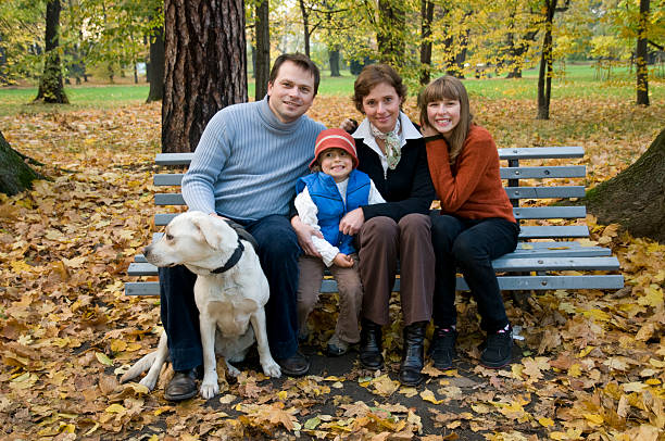 istock Happy family at autumn time 92010447