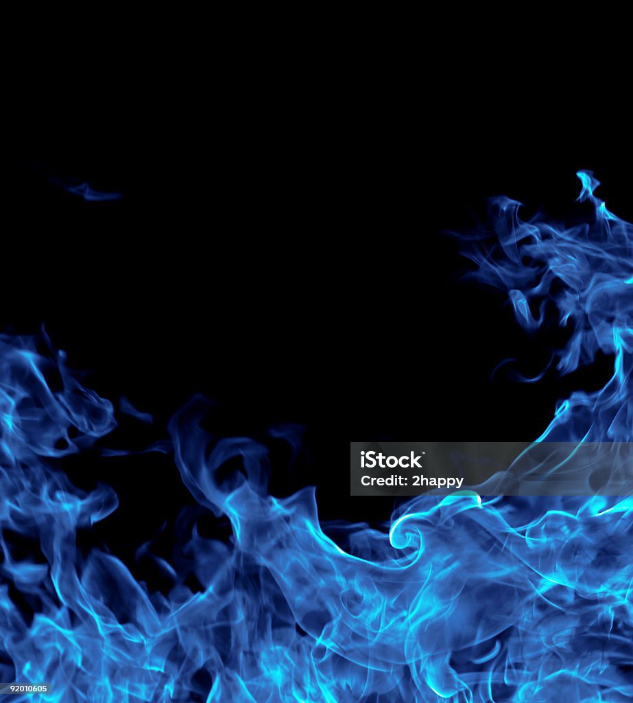 blue fire background Blue fire isolated on black background. Blue Stock Photo