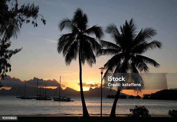 Photo libre de droit de Twin Palms Tahiti Coucher Du Soleil banque d'images et plus d'images libres de droit de Beauté de la nature - Beauté de la nature, Ciel, Contre-jour