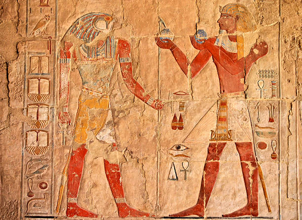 ancient egyptian fresco  hieroglyphics photos stock pictures, royalty-free photos & images