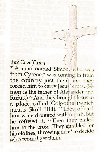 Lightly colored image of Christ and Crucifixion definition