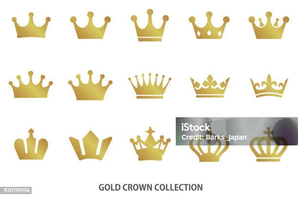 Gold Crown Icon Collection Stock Illustration - Download Image Now - Crown - Headwear, Icon Symbol, Vector