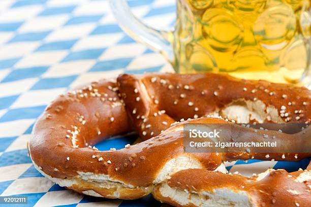 Beer Fest Pretzel Near Beer Stein Stock Photo - Download Image Now - Alcohol - Drink, Autumn, Bavaria