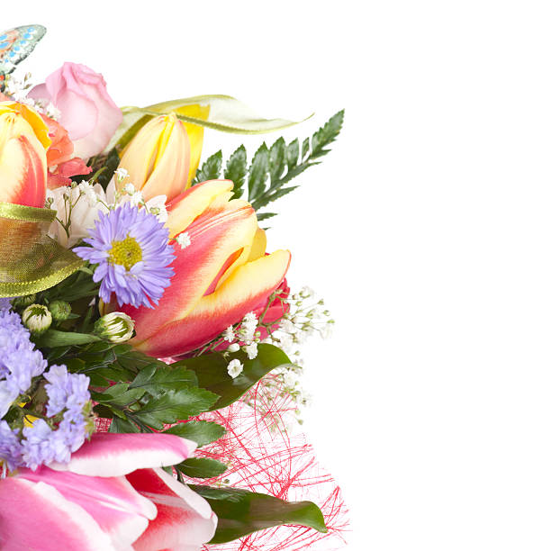 Bouquet of Colorful Flowers on Table - Colorful flowers detail with selective focus and soft blurred background.