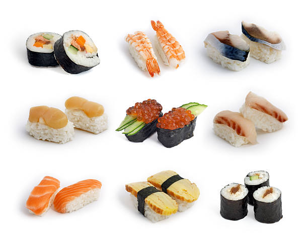 istock Various sets of different kinds of sushi isolated on white 92012310