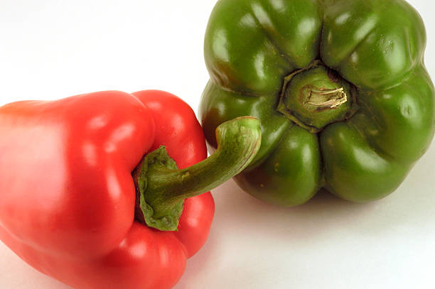 Red and Green Peppers stock photo
