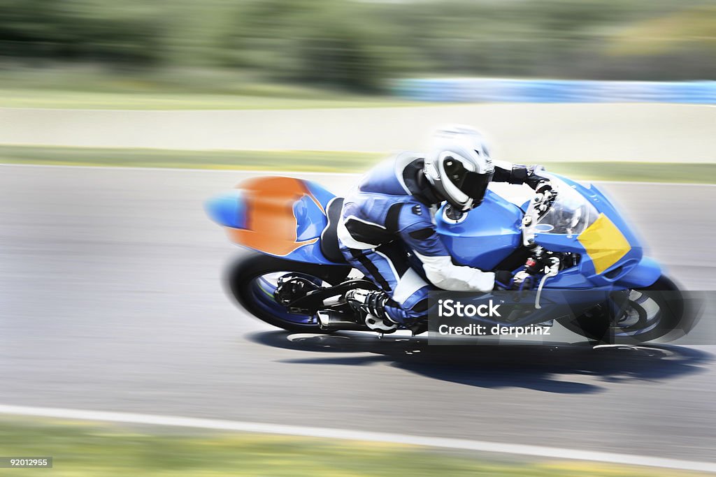 Highspeed Motorbike Racer on Closed Track  Motorcycle Stock Photo