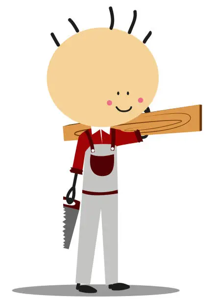 Vector illustration of Doodle Cute Carpenter