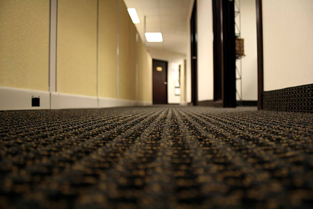 istock Floor view of a carpeted office hallway 92013406