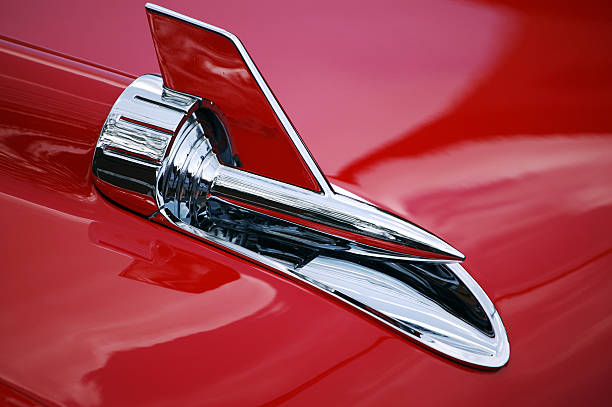 Hood Ornament on '57 Chevy stock photo