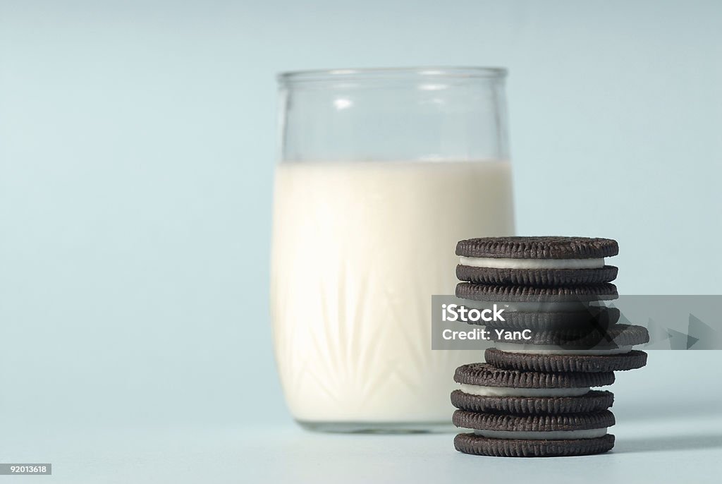 Milk and cookies  Blue Stock Photo