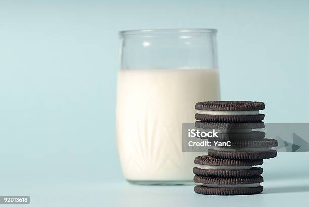 Milk And Cookies Stock Photo - Download Image Now - Blue, Chocolate, Color Image