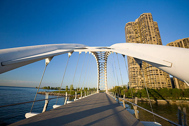 Toronto Pedestrain Shore Park Trail Bridge  etobicoke stock pictures, royalty-free photos & images