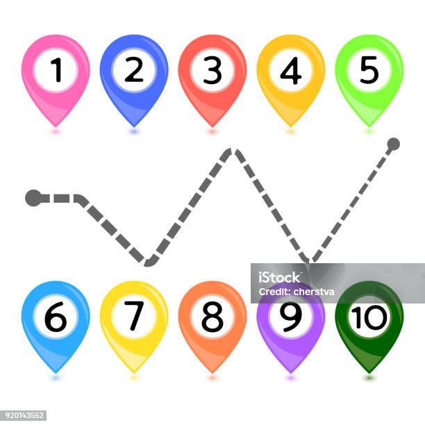 Point Map Colours Rainbow Colors Vector Map Point Markers On White Stock Illustration ...
