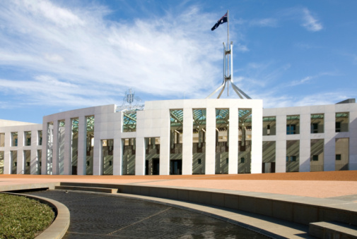 Exterior shot of New Parliament House Canberra.