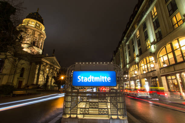 istock gendarmenmarkt and stadtmitte subway sign berlin germany at night 920150710