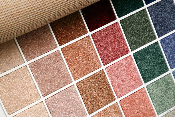 A sample of different textures and colors in a store Samples of color of a carpet covering carpet sample stock pictures, royalty-free photos & images