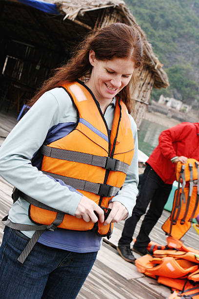 istock Woman wearing a life jacket 92015302