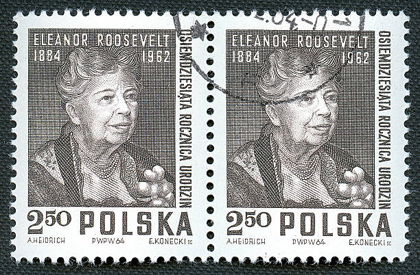 Eleanor Roosevelt on Polish vintage stamp stock photo