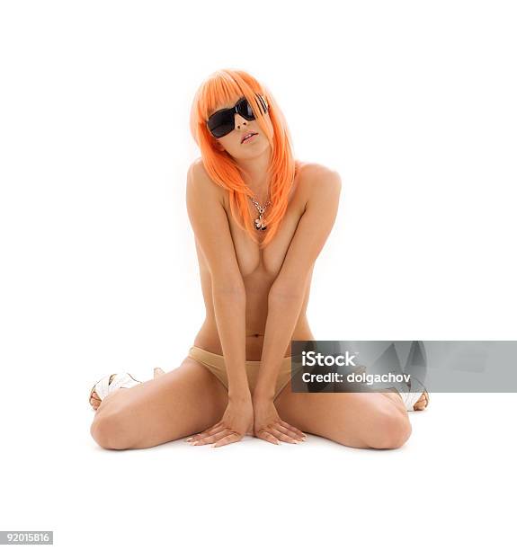 Girl In Shades With Orange Hair Stock Photo - Download Image Now - Adult, Adults Only, Beautiful People