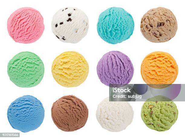 Colorful Ice Cream Scoops Collection Stock Photo - Download Image Now - Ice Cream, Scoop Shape, Serving Scoop