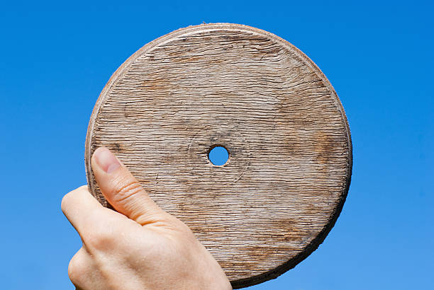 Wooden disk stock photo