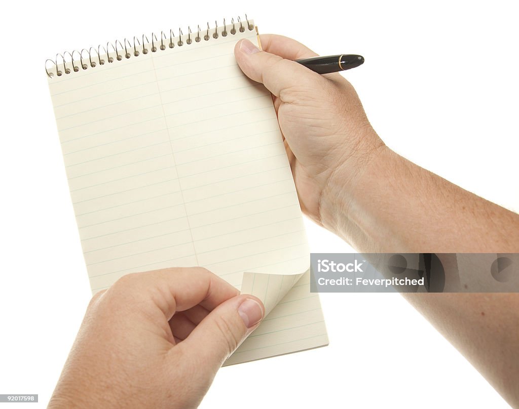 Male Hands Holding Pen and Pad of Paper  Adult Stock Photo