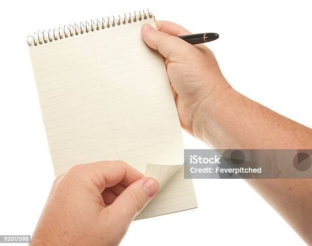 Male Hands Holding Pen And Pad Of Paper Stock Photo - Download Image Now - Adult, Adults Only, Blank